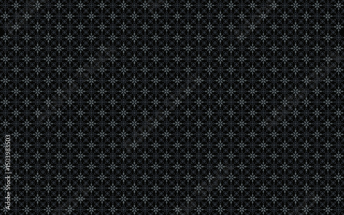 Seamless abstract pattern with small flower petals and outline in gray, blue on black background. Vector illustration, for masculine shirt lady dress cloth cover decoration textile wallpaper all over 