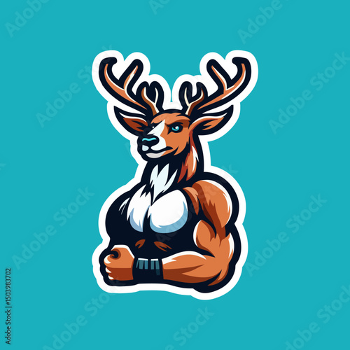 Vintage Cartoon Mascot Deer Vector Illustration with Antlers Standing Adorable Animal Character for Forest Wildlife Logo Emblem Nature Badge Animal Mascot Hunting Icon Friendly Cute Cartoon Design