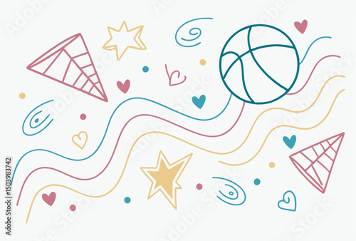 Underwater world vector illustration with seamless patterns of fish, seashells, and sea animals, perfect for summer beach designs