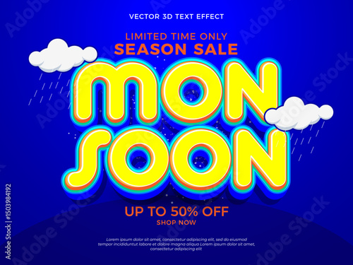 Monsoon sale banner special offer campaign or discount promotion