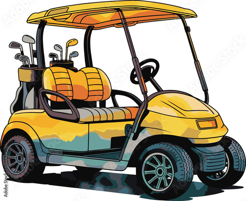 Golf Auto car water color art design illustration stock photos premium quality