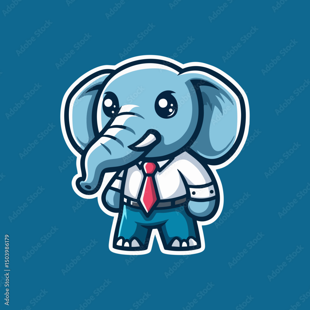 Fototapeta premium Fantasy Tribal Mascot Elephant Vector Illustration Logo for Safari Adventure Africa Jungle Baby Animal Character Design Cute Wildlife Digital Art Editable Stock Icon and Creative Flat Artwork