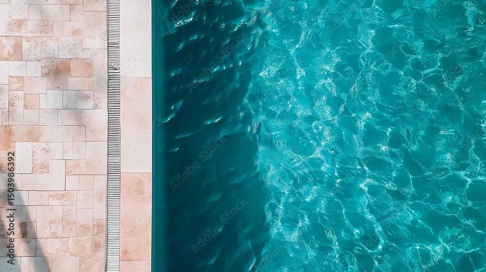 Obraz premium Underwater pool tile texture with moving reflections, great for luxury visuals, resort promotions, and calm aqua aesthetics.