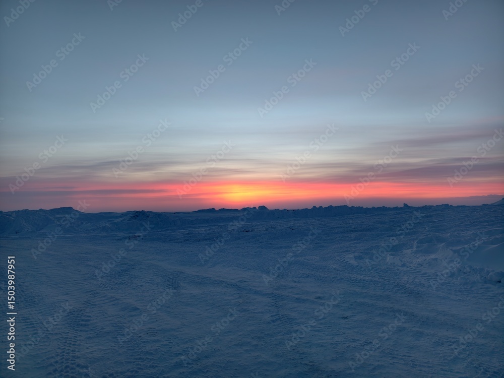 Fototapeta premium sunset in winter place