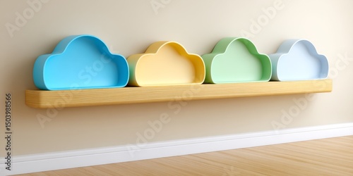 a minimalist cloud-based project board concept with neutral tones and simplified shapes