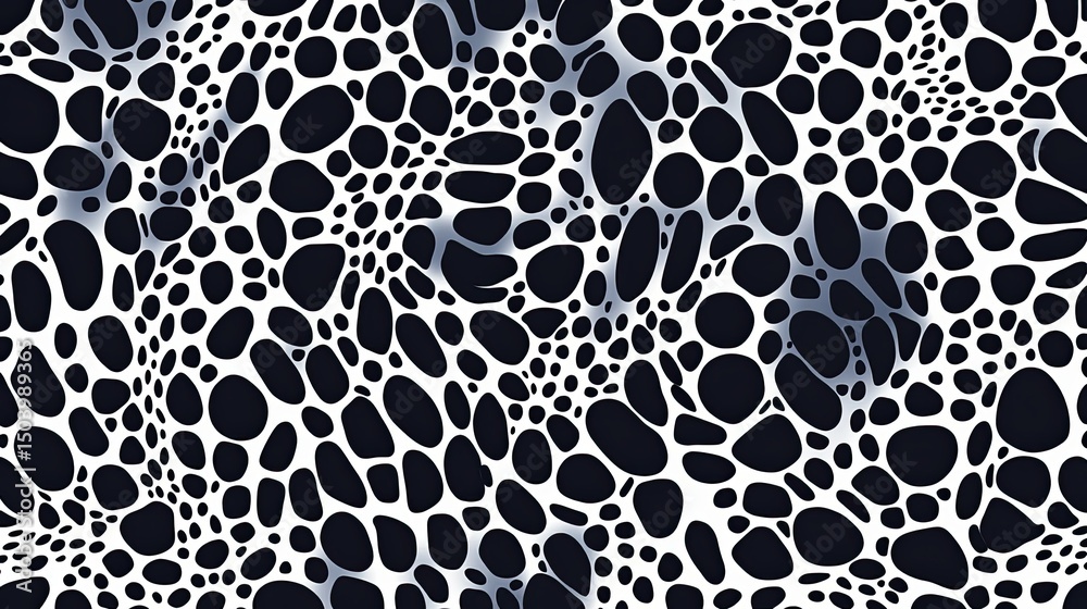 Obraz premium Fluid interconnected monochrome pattern with dynamic organic shapes design