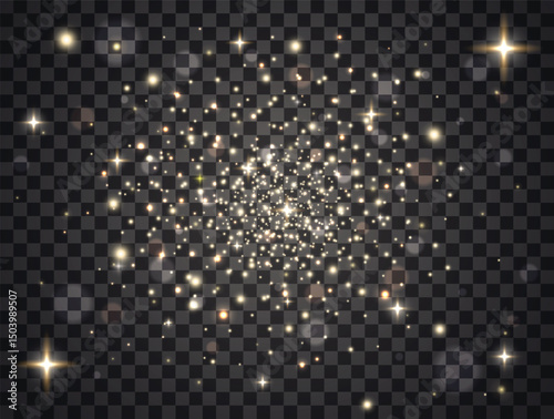 Space stars dust banner. Festive Designs, Christmas light, Glowing stars on transparent backgrounds	
