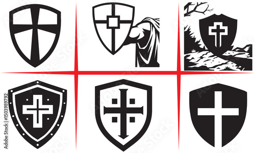 guardian shield silhouette vector