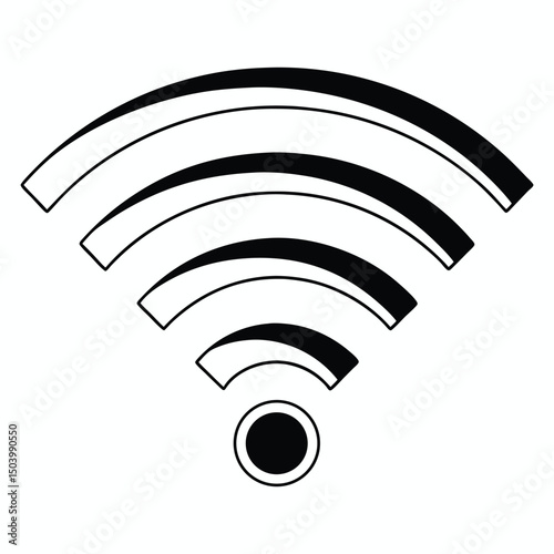 Black and white Wi-Fi symbol for technology and connectivity concept