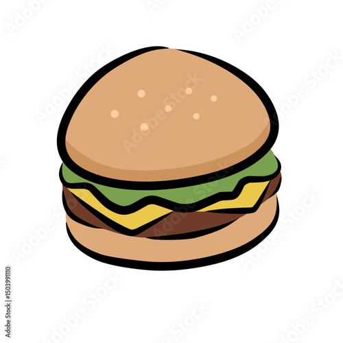 hamburger isolated on white, hamburger illustration, vector of hamburger