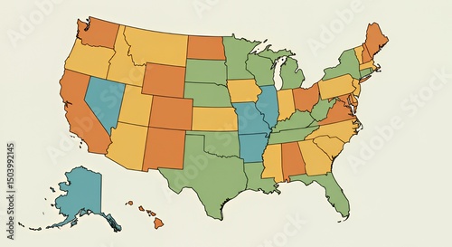 United States Map: A Color-Coded Regional View