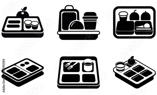 School Lunch Trays and Containers Icons