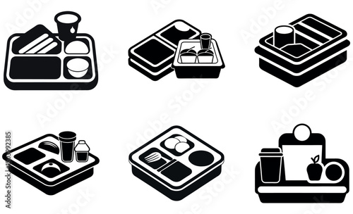 School Lunch Trays and Containers Icons