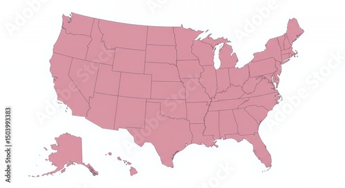 United States Map: A Simple Pink Outline