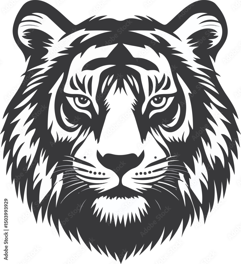 Obraz premium Majestic Black and White Tiger Head