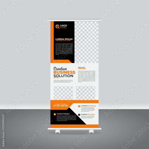 Professional Roll-Up Banner and Rack Card Templates for Corporate Business Use, business agency business pull up vertical display banner, luxury creative rollup, pull up banner template design

