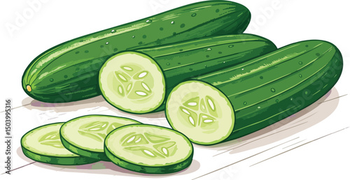 Cucumber in white background vector design, Cucumber illustration vector design