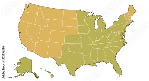 United States Map:  Regional Division Highlighted