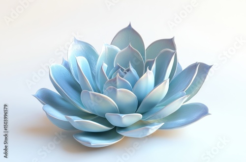 Digital 3D succulent plant in pot, clean white