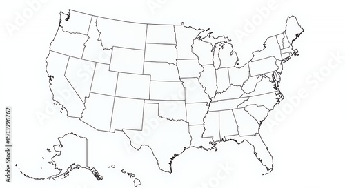 Blank US Map: States and Territories Outline