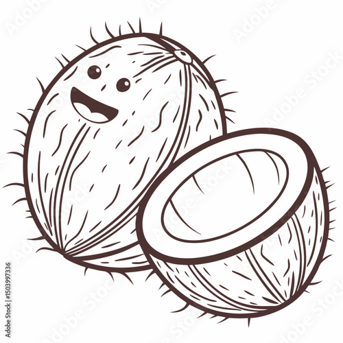 Exotic-coconut-icon   Tropical Summer Beverage Graphic for Print and Digital Use