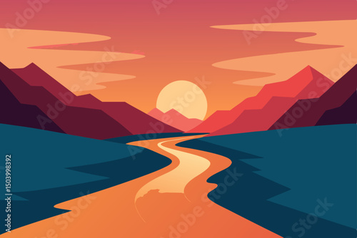 peaceful river flowing through mountain gorge 