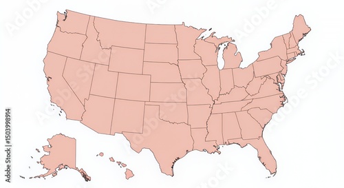 Simple Map of the United States of America
