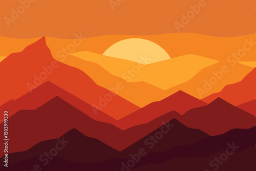 glowing sunset casting orange tones across 