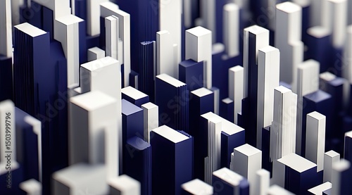 Abstract cityscape of geometric shapes