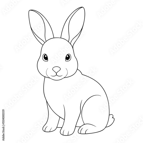 An adorable line art of a cute bunny sitting perfectly and waiting to be colored