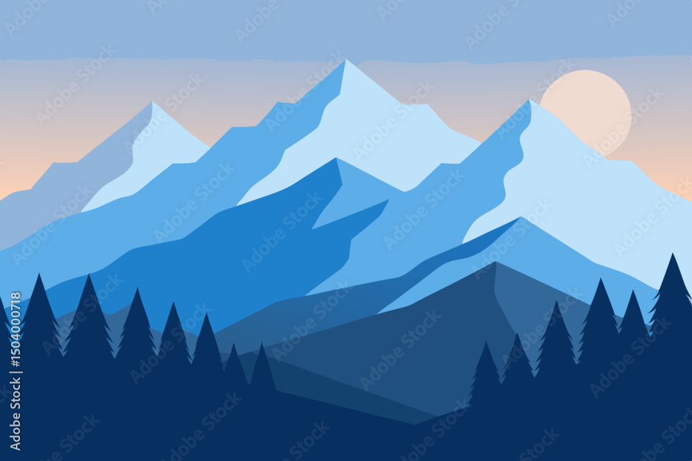 Naklejka premium pale morning gradient rising behind snow dust