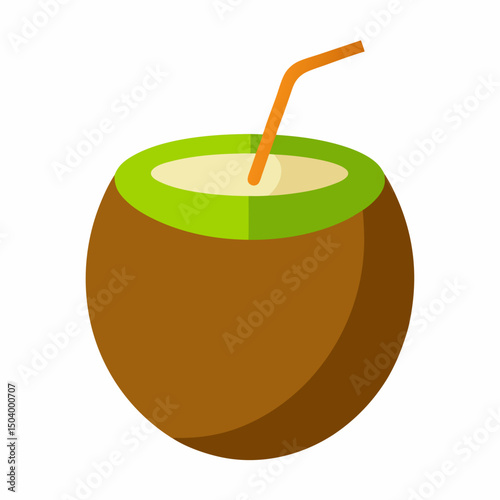 Filled-coconut-drink  Tropical Summer Beverage Graphic for Print and Digital Use