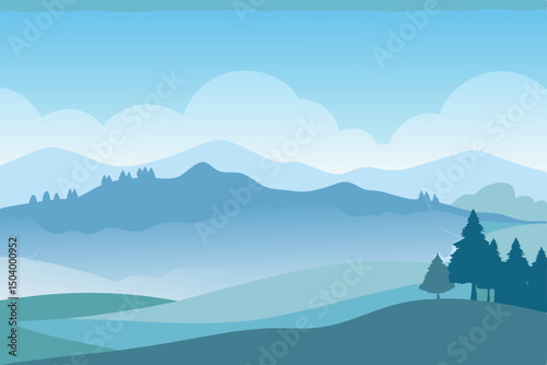 digital art of fog rising over early winter 