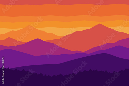 wide highland panorama with fading orange 