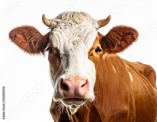 brown cow with white background