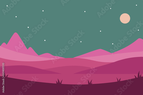 hand drawn grassland plateau with distant pin.svg