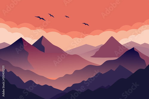 fog weaving between mountains at dawn with 