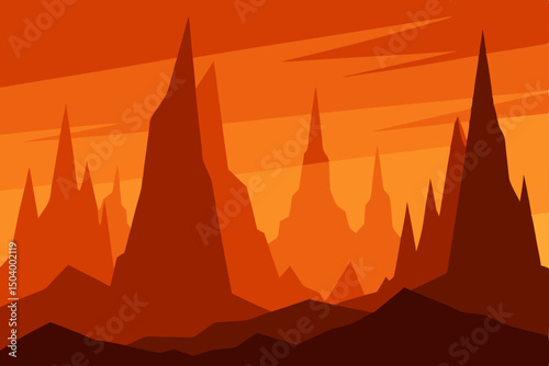 deep orange gradient sky illuminating sharp 