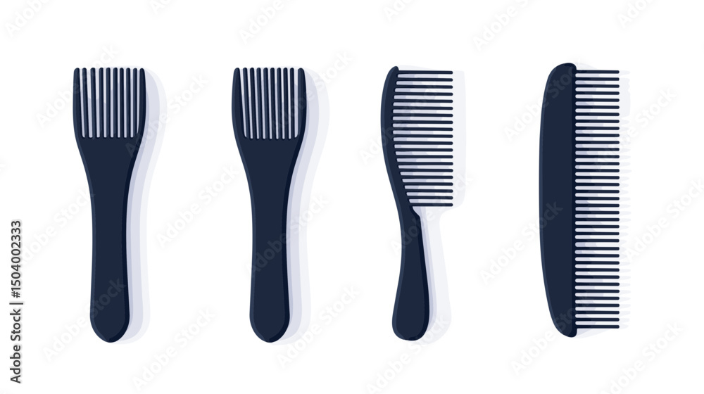 Collection of Hair Combs and Brushes in Various Shapes and Styles on White Background Collection of Hair Combs and Brushes in Various Shapes and Styles on White Background