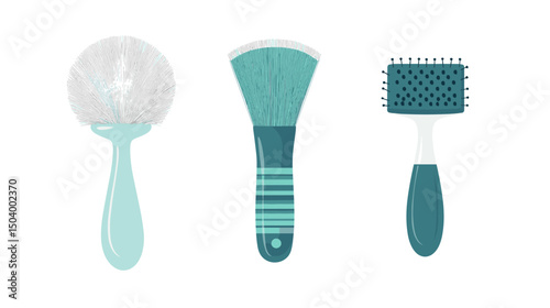 Collection of Grooming Brushes for Pets Featuring Unique Shapes and Soft Bristles
