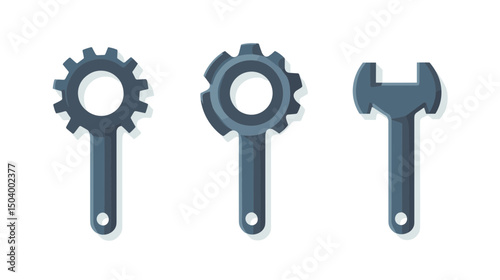 Collection of Mechanical Tools Including Gear and Wrench for Engineering and Repair Tasks