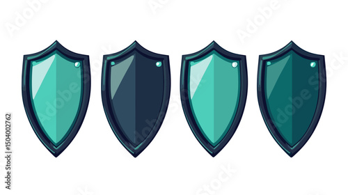 Collection of Stylized Shields Representing Security and Protection in Modern Graphic Design