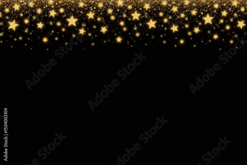 black and gold confetti on a black background