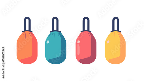 Collection of Vibrant Nautical Buoys in Varying Colors and Geometric Shapes on a White Background