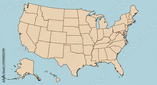 Simple Map of the United States of America