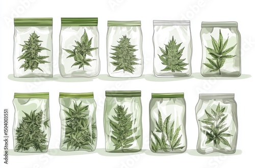 Hand-drawn vector style display of cannabis