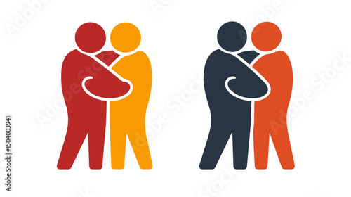 Colorful Abstract Representation of People Embracing Each Other in a Symbolic Gesture of Connection