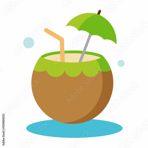 Beach-coconut-drink   Tropical Summer Beverage Graphic for Print and Digital Use