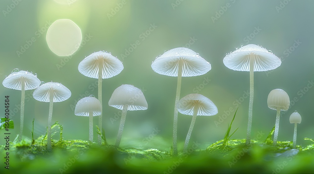 custom made wallpaper toronto digitalDelicate white mushrooms in a sunlit forest