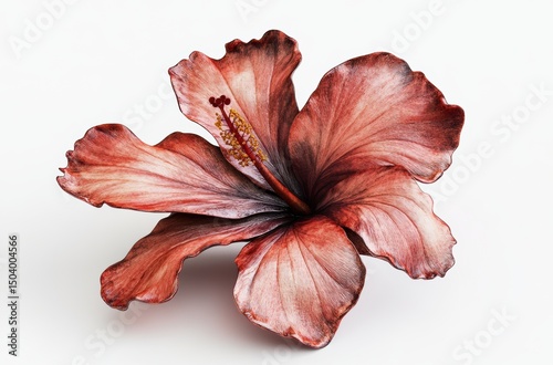 Hyper-realistic 3D model of hibiscus flower, isolated